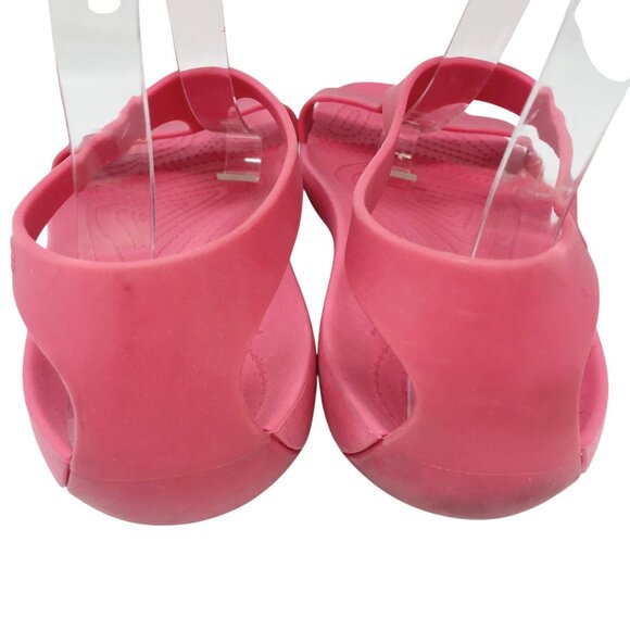 Crocs Serena T Strap Slingback Watermelon Pink Sandals Size 9 - Picture 4 of 16